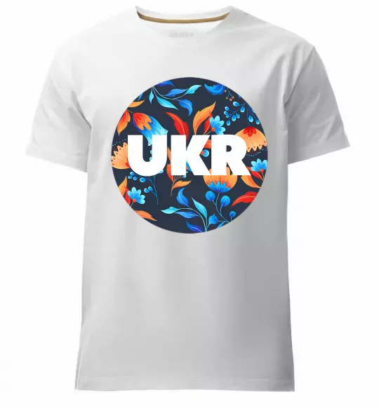 Мужская премиум футболка UKR круг Белый фото