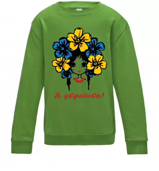 Дитячий світшот Я українка дівчина Лаймовий фото