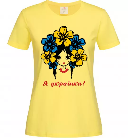 Жіноча футболка Я українка дівчина Лимонний фото