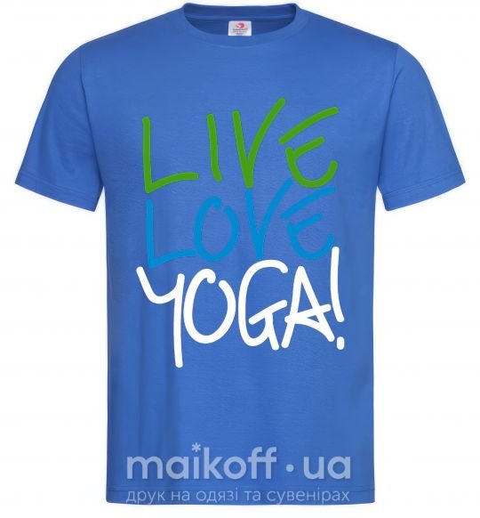 Мужская футболка Live love yоga Ярко-синий фото