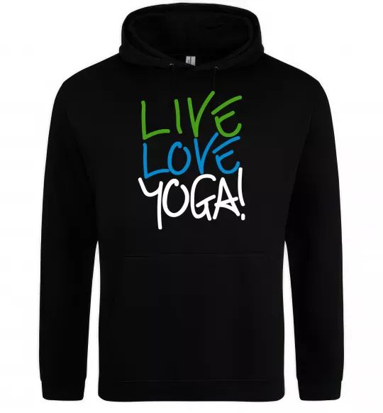 Мужская толстовка (худи) Live love yоga Черный фото