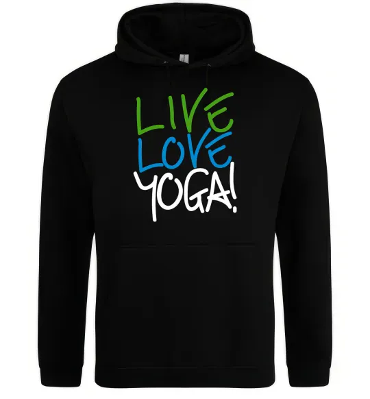Женская толстовка (худи) Live love yоga Черный фото