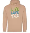 Женская толстовка (худи) Live love yоga Песочный Женская толстовка (худи) Live love yоga Песочный фото
