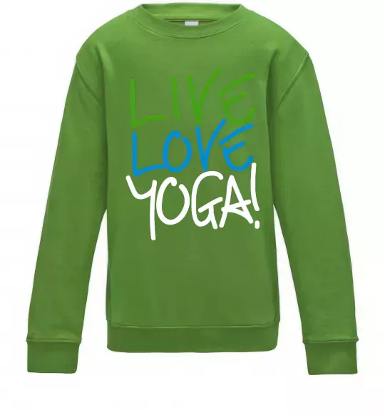 Детский Свитшот Live love yоga Лаймовый фото