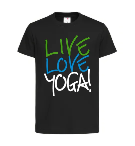 Дитяча футболка Live love yоga Чорний фото