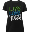 Жіноча преміум футболка Live love yоga Чорний фото