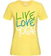 Женская футболка Live love yоga Лимонный фото