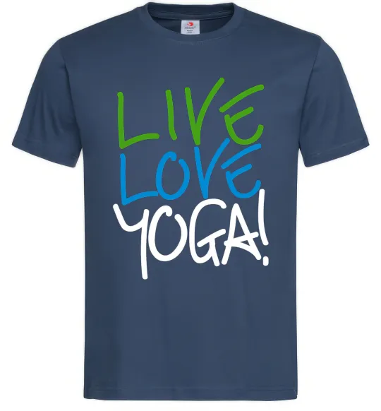 Мужская футболка Live love yоga Темно-синий фото