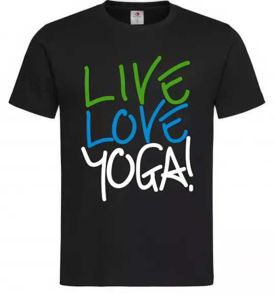 Мужская футболка Live love yоga Черный фото