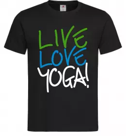 Мужская футболка Live love yоga Черный фото