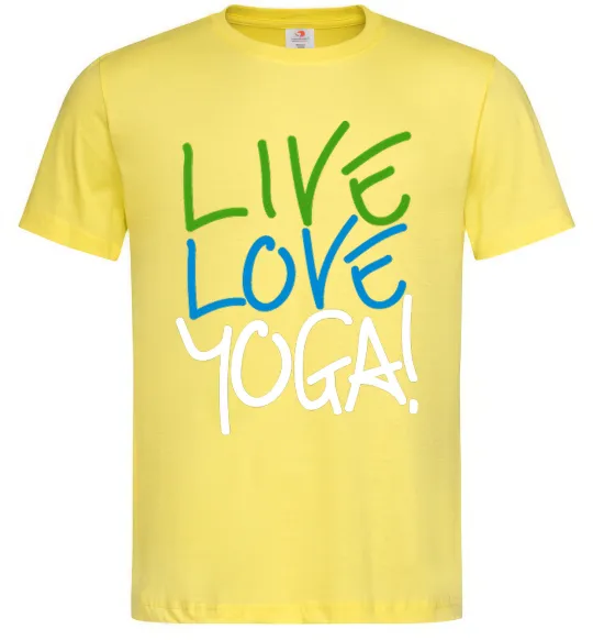 Мужская футболка Live love yоga Лимонный фото