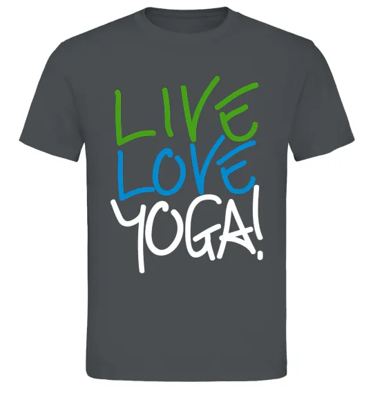 Мужская футболка Live love yоga Графит фото