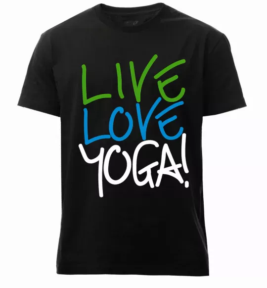 Мужская премиум футболка Live love yоga Черный фото
