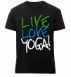 Мужская премиум футболка Live love yоga Черный фото