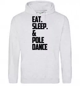 Женская толстовка (худи) Eat sleep pole dance Серый меланж фото