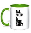 Чашка с цветной ручкой Eat sleep pole dance Лаймовый фото