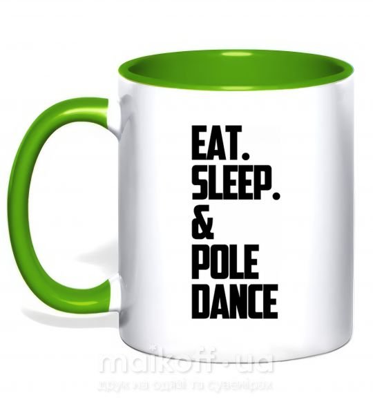 Чашка з кольоровою ручкою Eat sleep pole dance Зелений фото