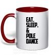 Чашка с цветной ручкой Eat sleep pole dance Красный фото