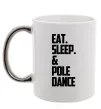 Чашка с цветной ручкой Eat sleep pole dance Серебро фото