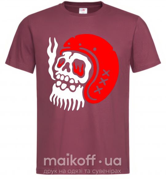 Мужская футболка Smoke skull Бордовый фото