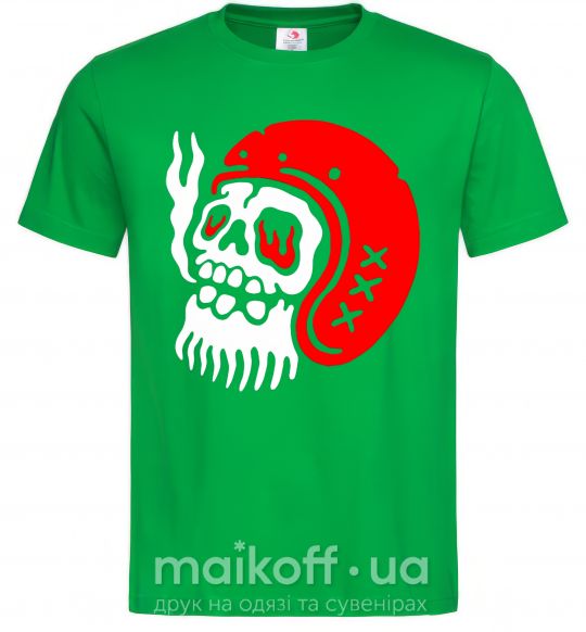 Мужская футболка Smoke skull Зеленый фото