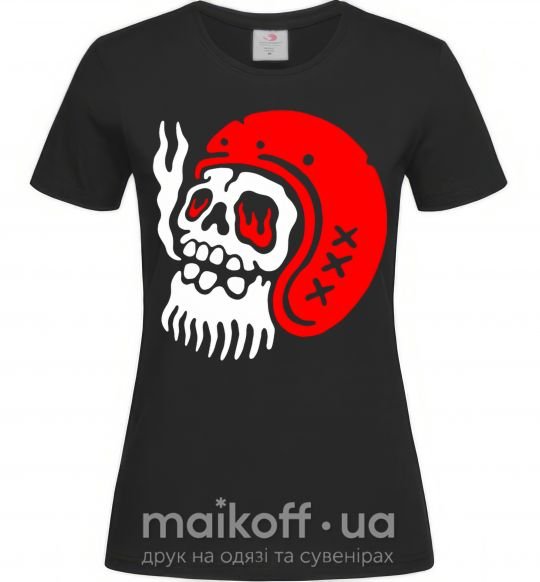 Жіноча футболка Smoke skull Чорний фото
