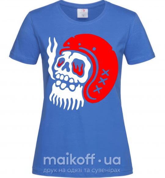 Женская футболка Smoke skull Ярко-синий фото