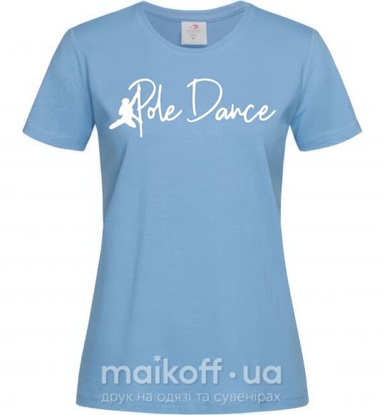 Женская футболка Pole dance text girl Голубой фото