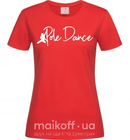 Женская футболка Pole dance text girl Красный фото
