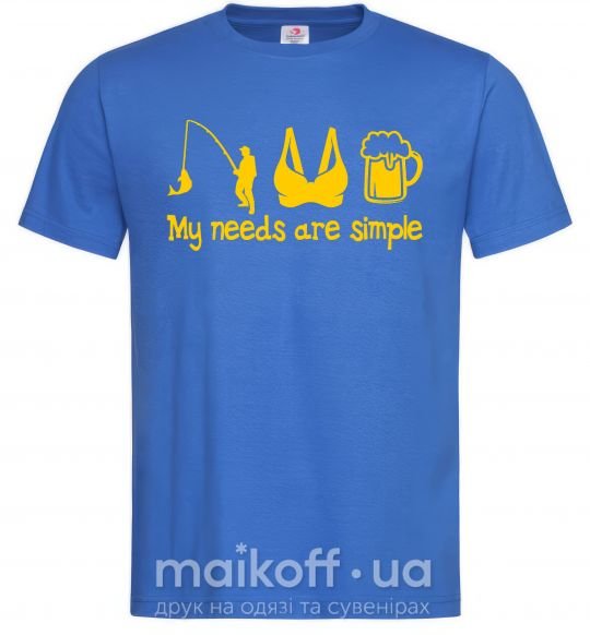 Мужская футболка My needs are simple fishing Ярко-синий фото