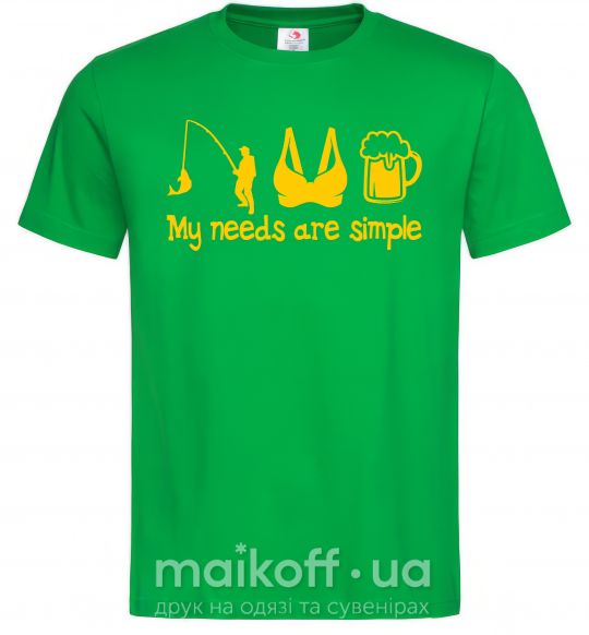 Чоловіча футболка My needs are simple fishing Зелений фото