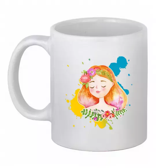 Чашка керамічна Ukrainian girl splash Білий фото
