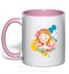 Чашка з кольоровою ручкою Ukrainian girl splash Ніжно рожевий фото