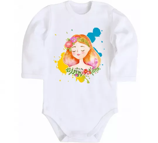 Дитячий бодік Ukrainian girl splash Білий фото