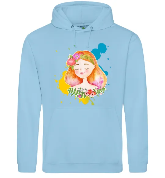 Мужская толстовка (худи) Ukrainian girl splash Голубой фото