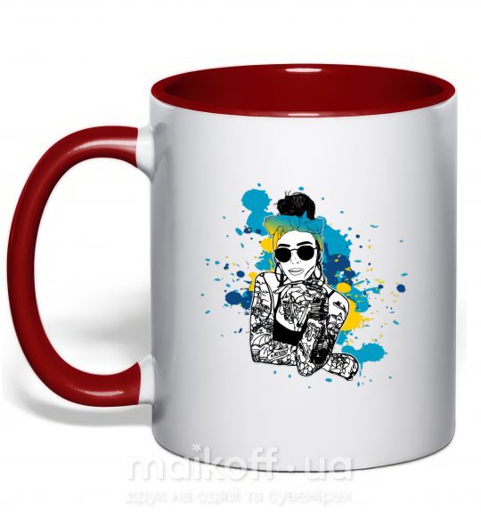 Чашка с цветной ручкой Ukrainian swag girl splash Красный фото