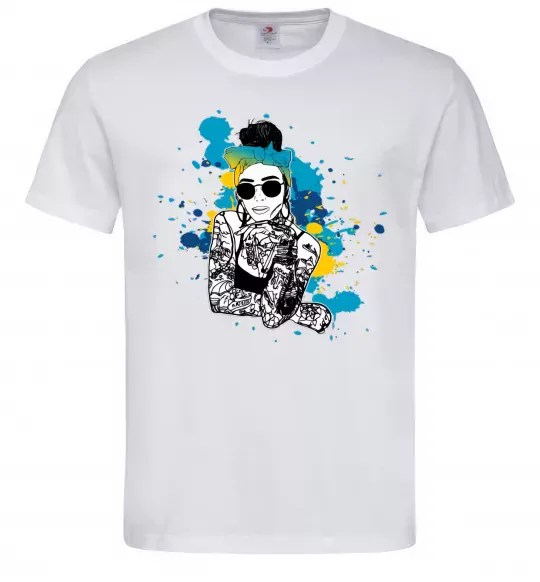 Чоловіча футболка Ukrainian swag girl splash Білий фото