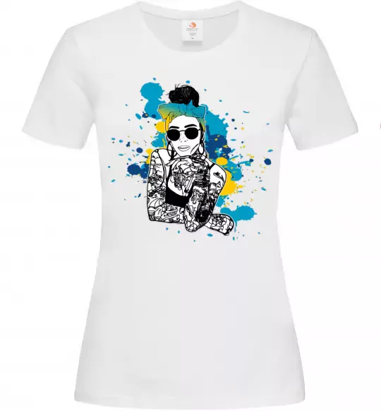 Женская футболка Ukrainian swag girl splash Белый фото