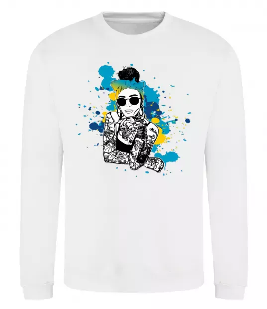Свитшот Ukrainian swag girl splash Белый фото