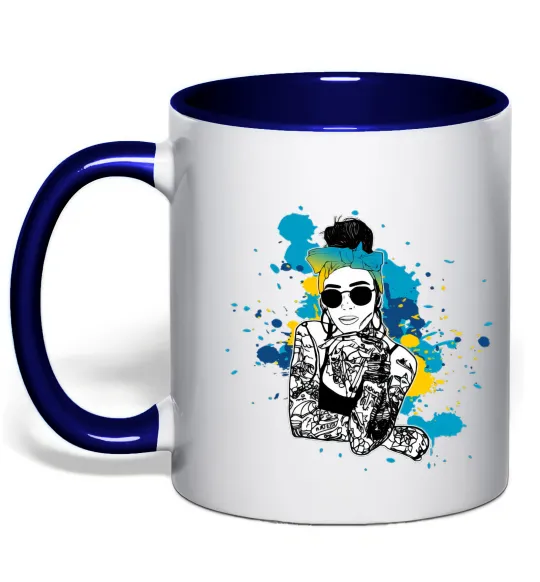 Чашка с цветной ручкой Ukrainian swag girl splash Глубокий темно-синий фото