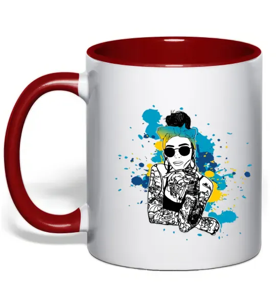 Чашка с цветной ручкой Ukrainian swag girl splash Красный фото