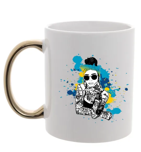 Чашка с цветной ручкой Ukrainian swag girl splash Золото фото