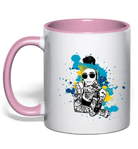 Чашка с цветной ручкой Ukrainian swag girl splash Нежно розовый фото