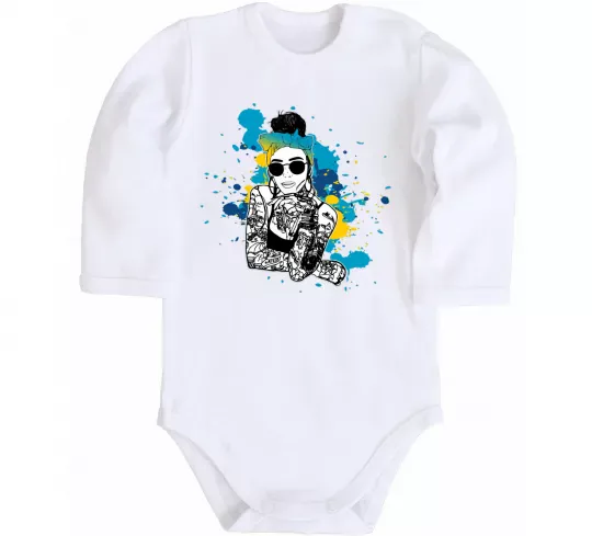 Детский боди Ukrainian swag girl splash Белый фото