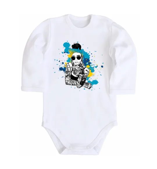 Дитячий бодік Ukrainian swag girl splash Білий фото