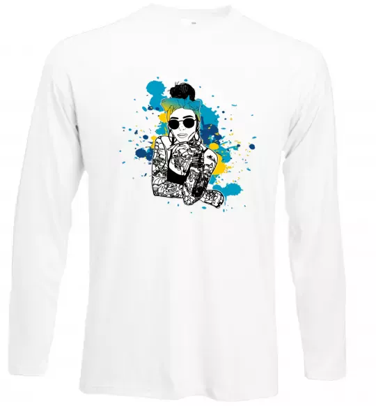 Лонгслив Ukrainian swag girl splash Белый фото