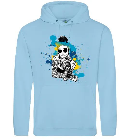 Мужская толстовка (худи) Ukrainian swag girl splash Голубой фото
