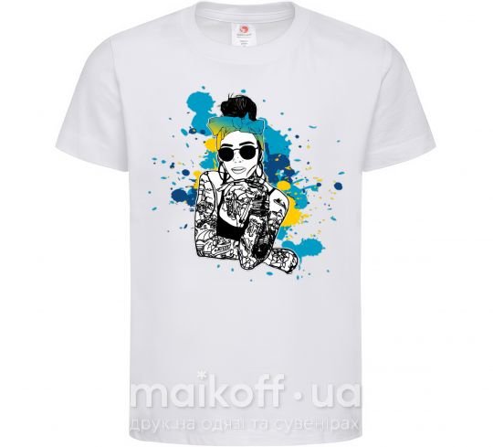 Детская футболка Ukrainian swag girl splash Белый фото