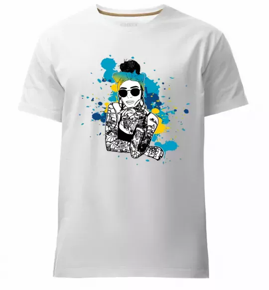 Мужская премиум футболка Ukrainian swag girl splash Белый фото