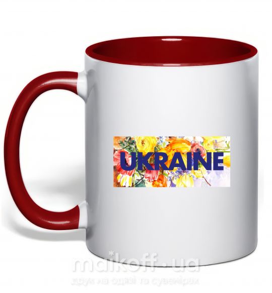 Чашка з кольоровою ручкою Ukraine frame Червоний фото